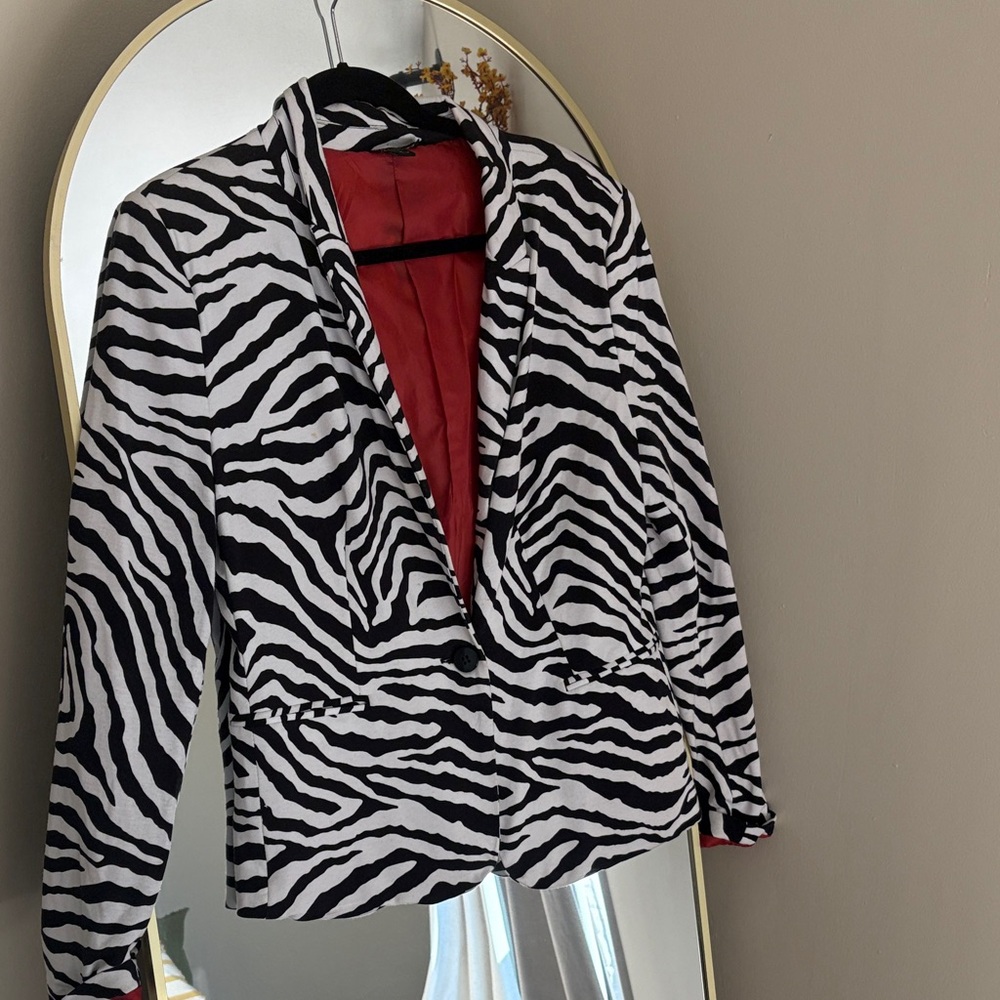 Lee Black and White Zebra Print Blazer